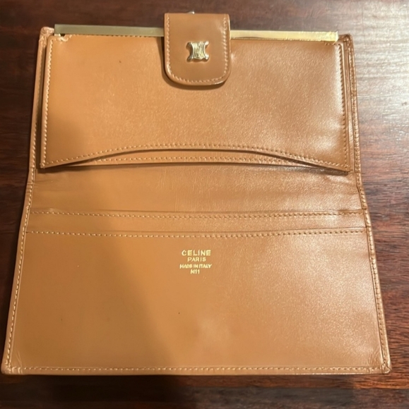 CELINE Vintage Macadam Leather Kisslock Long Wallet - Picture 9 of 10